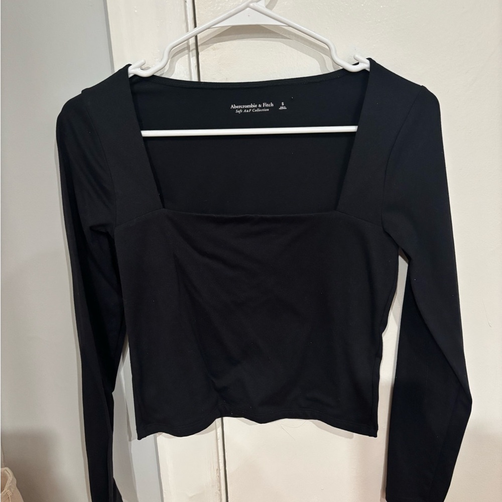 Abercrombie & Fitch Black Square Neck Long Sleeve Top